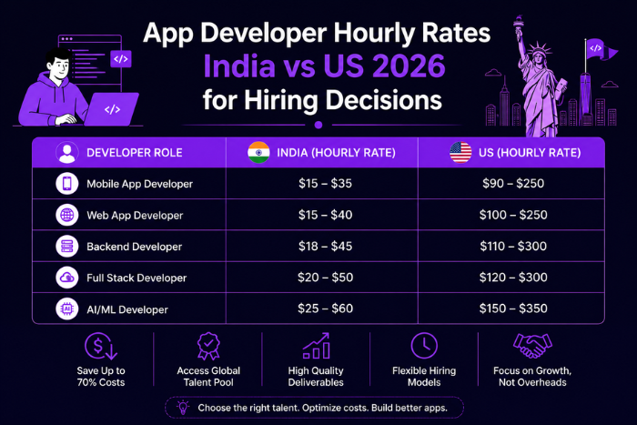 App developer hourly rates India vs US 2026