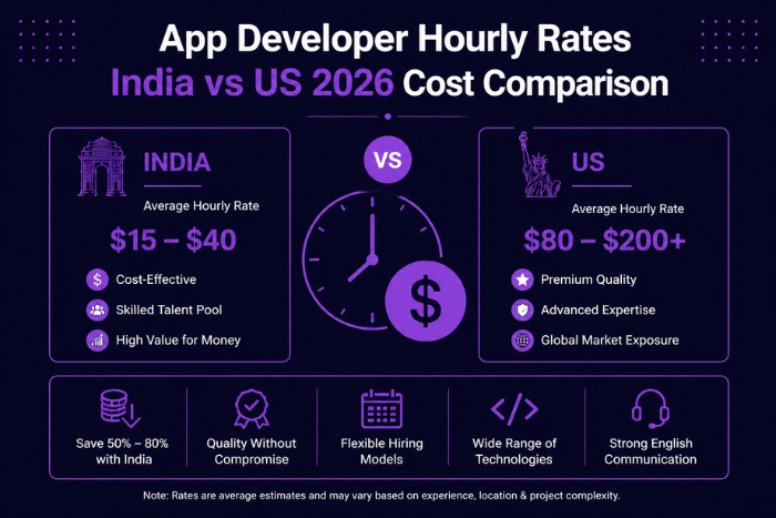 App developer hourly rates India vs US 2026