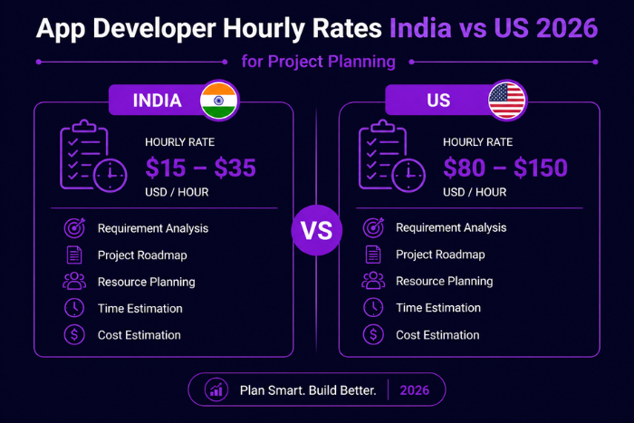 App developer hourly rates India vs US 2026
