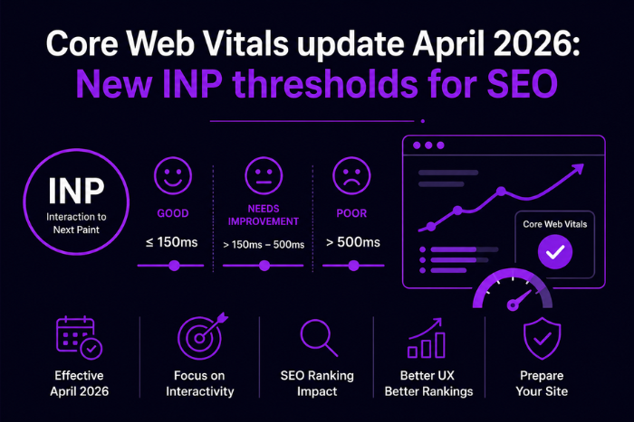 Core Web Vitals update April 2026: New INP thresholds