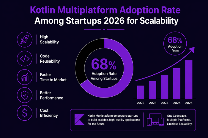 Kotlin Multiplatform adoption rate among startups 2026