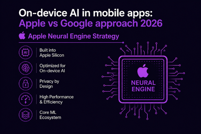 On-device AI in mobile apps: Apple vs Google approach 2026