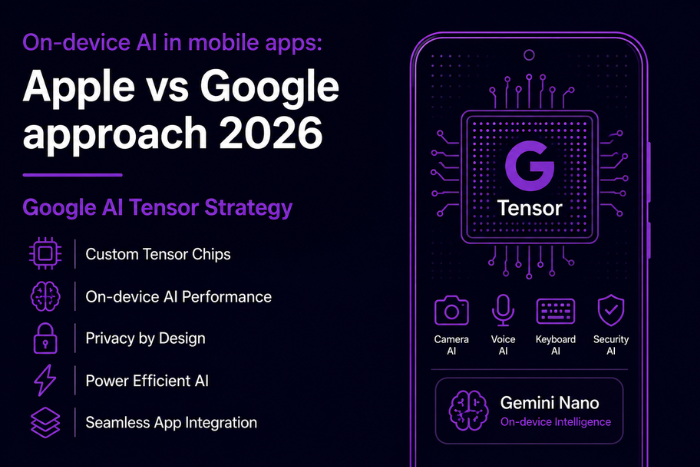 On-device AI in mobile apps: Apple vs Google approach 2026