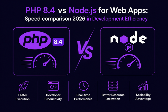 PHP 8.4 vs Node.js for web apps: Speed comparison 2026