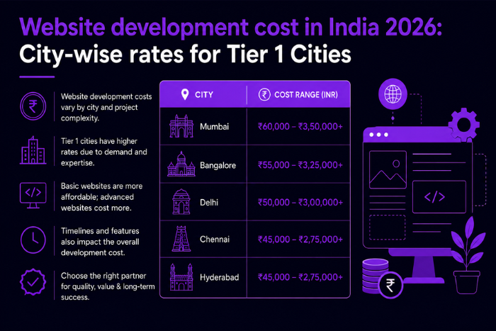 Website development cost in India 2026: City-wise rates