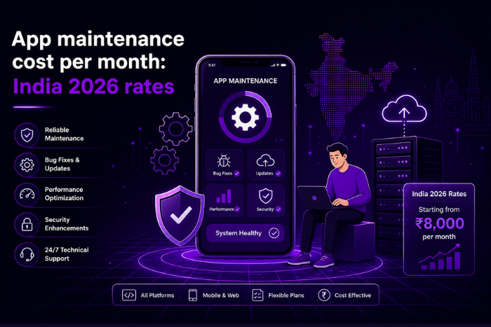 App maintenance cost per month: India 2026 rates