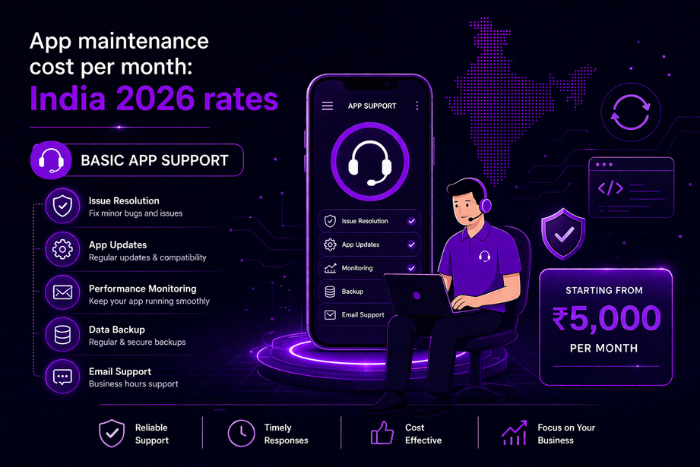 App maintenance cost per month: India 2026 rates