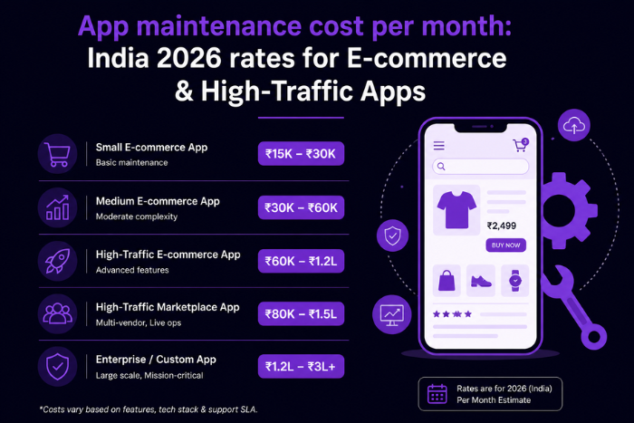 App maintenance cost per month: India 2026 rates