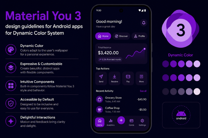 Material You 3 design guidelines for Android apps