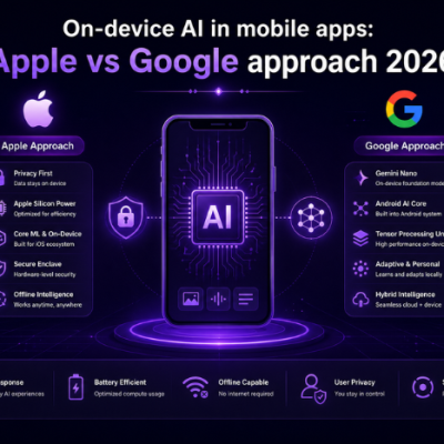 On-device AI in mobile apps: Apple vs Google approach 2026